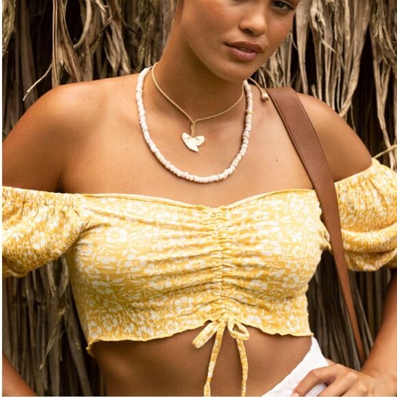 NWT Roxy Flirty Walk Shirred Crop Top L - Picture 1 of 10
